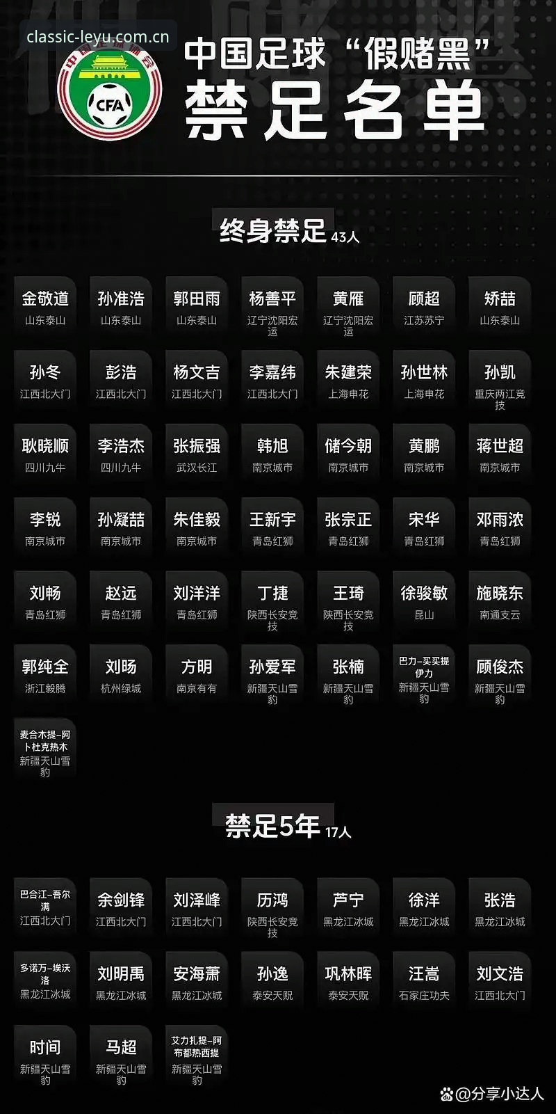 足协第三批禁足名单深度解读指南：乐鱼更新日志视角下的17人终身禁足与48人行业罚单